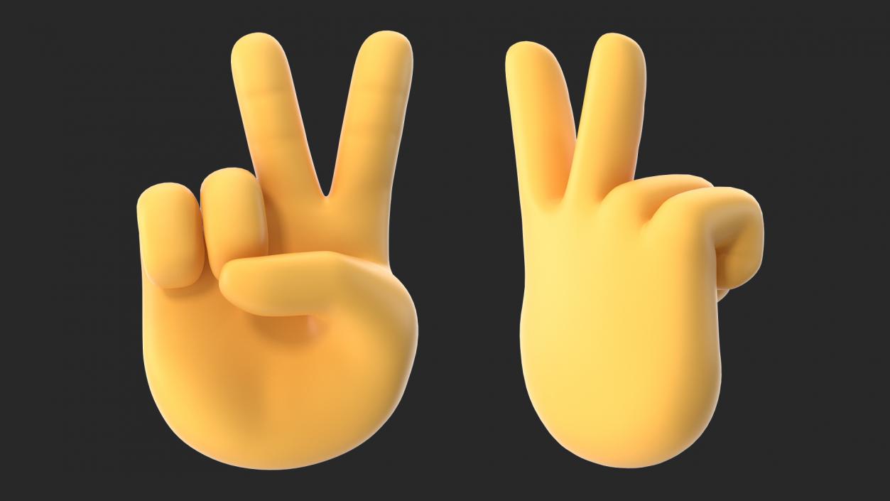 3D Victory Hand Sign Emoji model