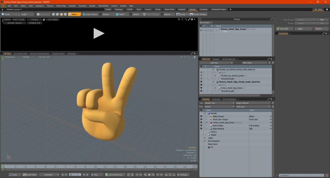 3D Victory Hand Sign Emoji model