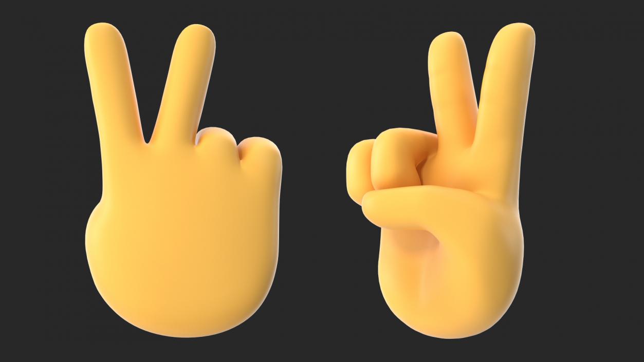 3D Victory Hand Sign Emoji model