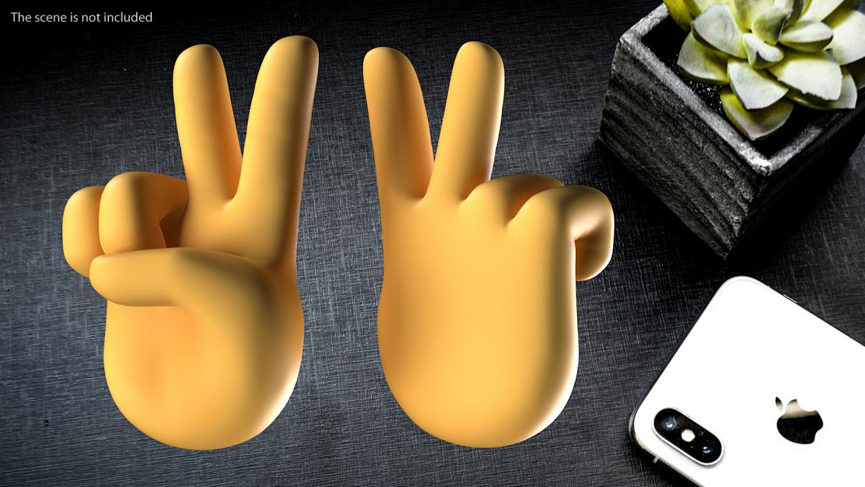 3D Victory Hand Sign Emoji model