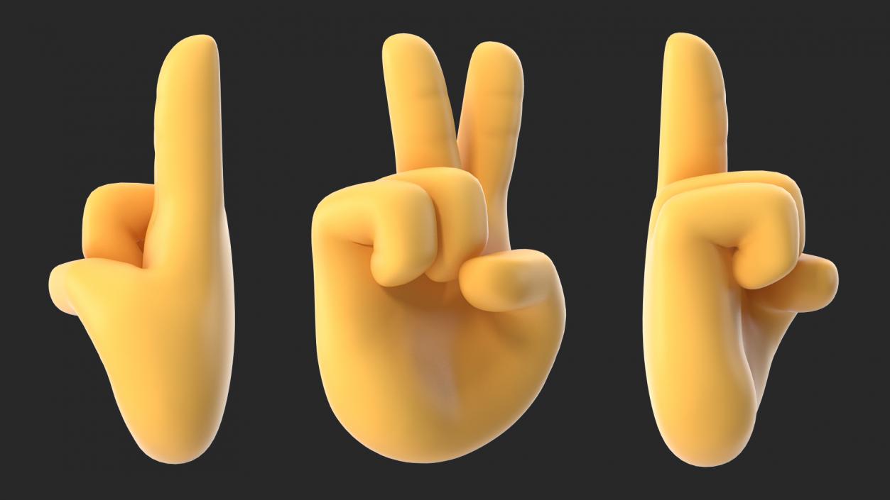 3D Victory Hand Sign Emoji model