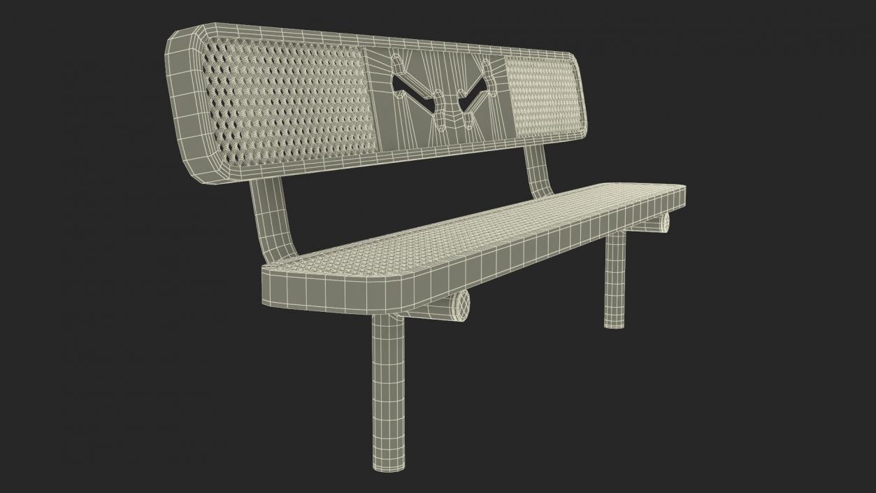 Black Bench for Dog Park 3D model