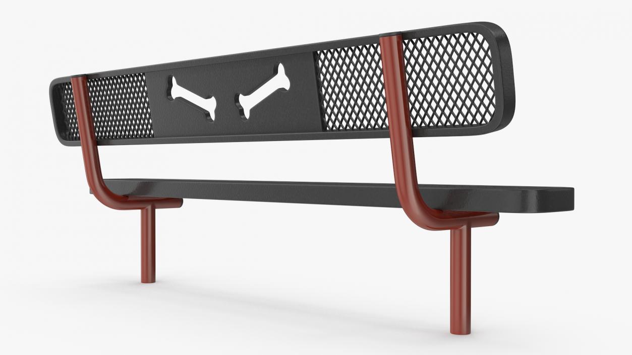 Black Bench for Dog Park 3D model