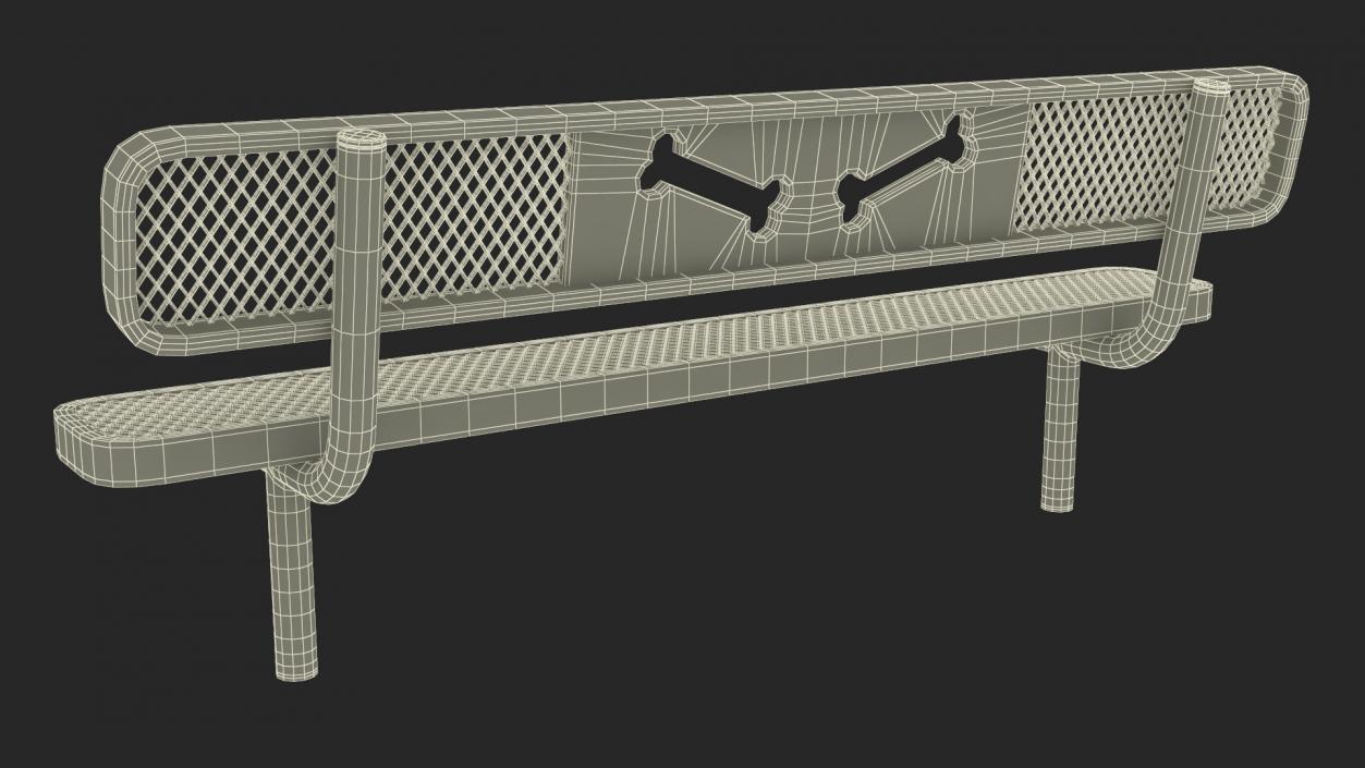 Black Bench for Dog Park 3D model