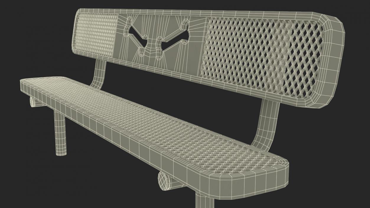 Black Bench for Dog Park 3D model