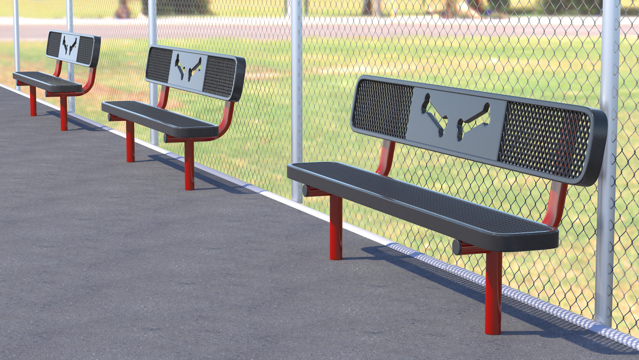 Black Bench for Dog Park 3D model