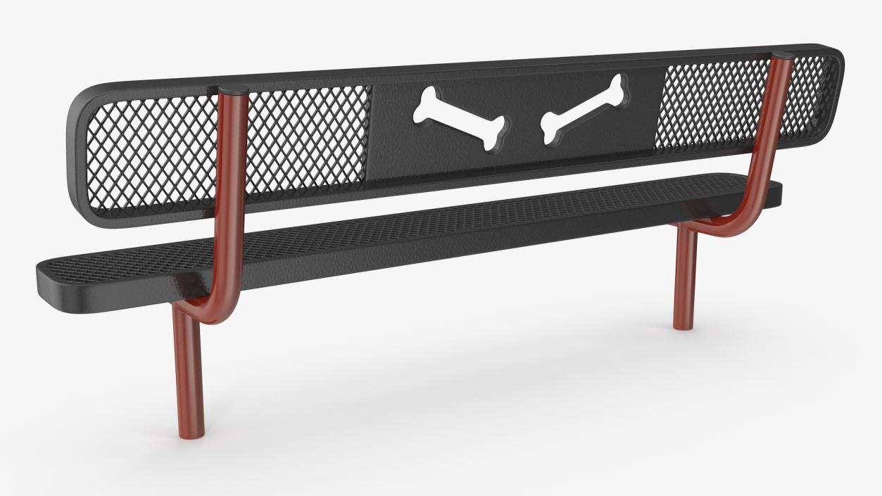 Black Bench for Dog Park 3D model