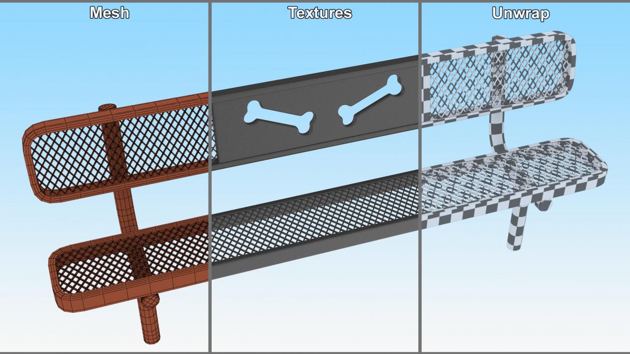 Black Bench for Dog Park 3D model