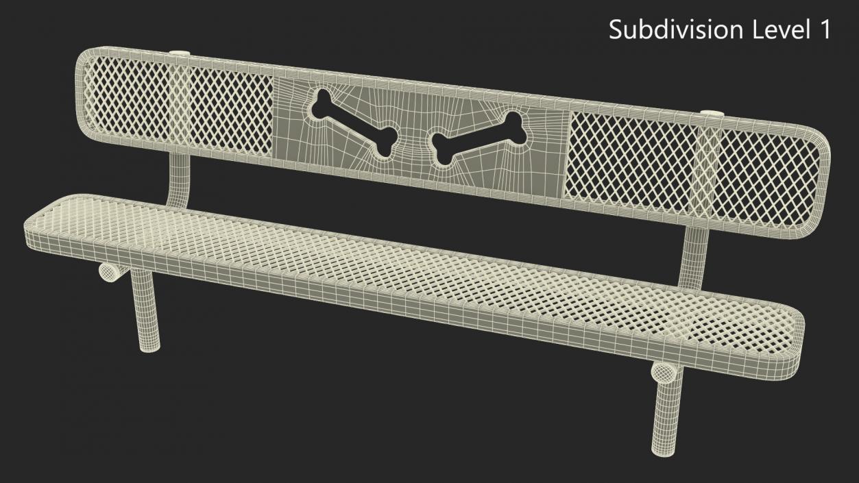 Black Bench for Dog Park 3D model