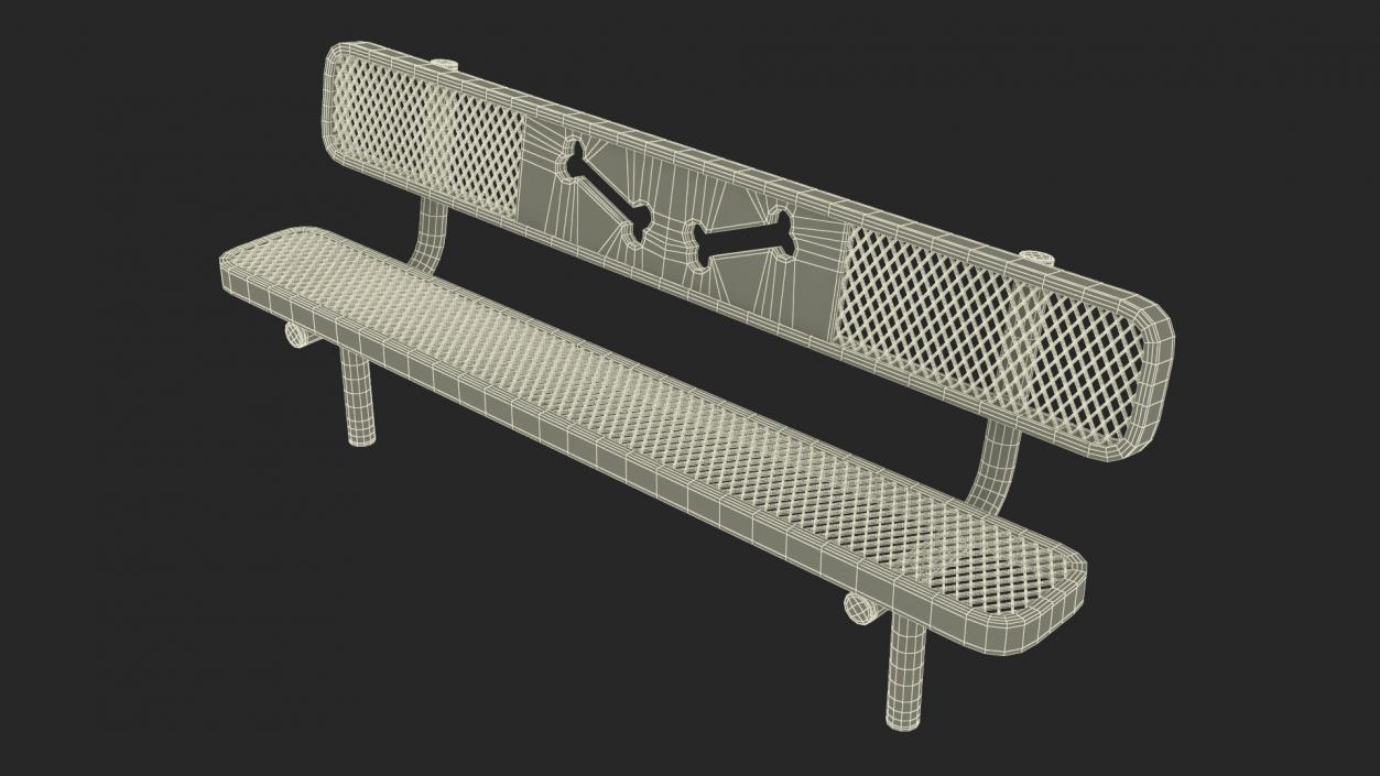 Black Bench for Dog Park 3D model