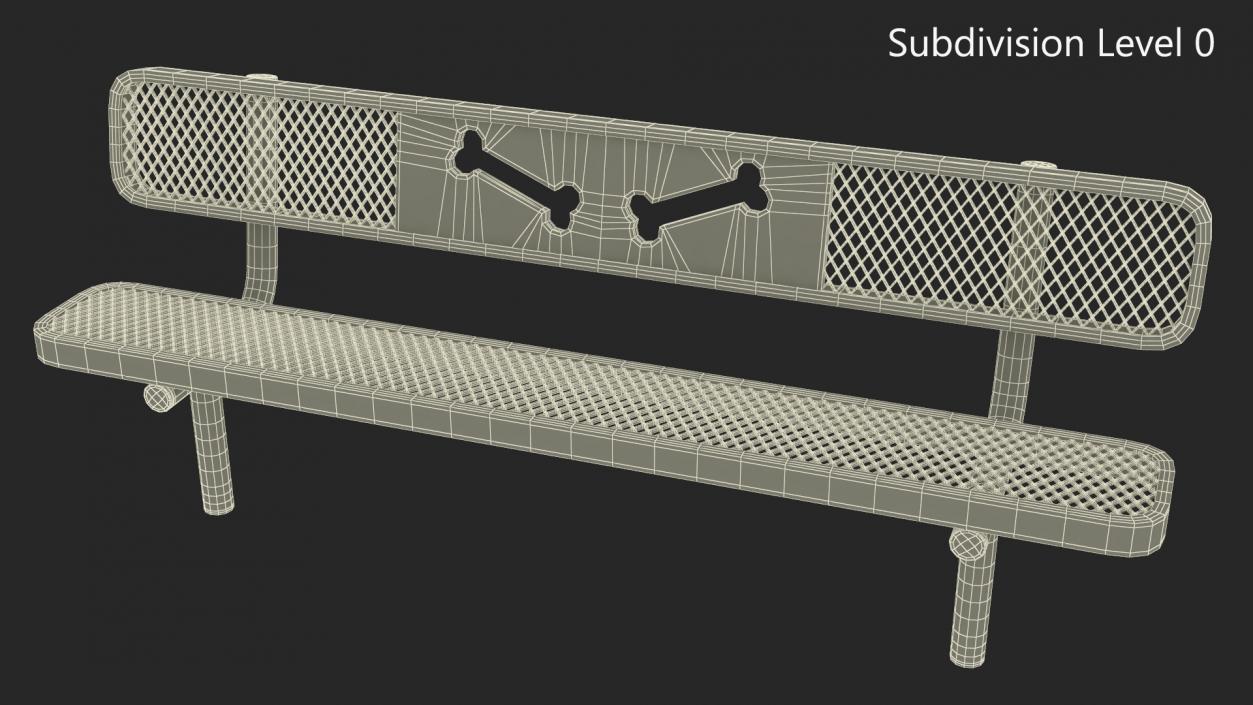 Black Bench for Dog Park 3D model