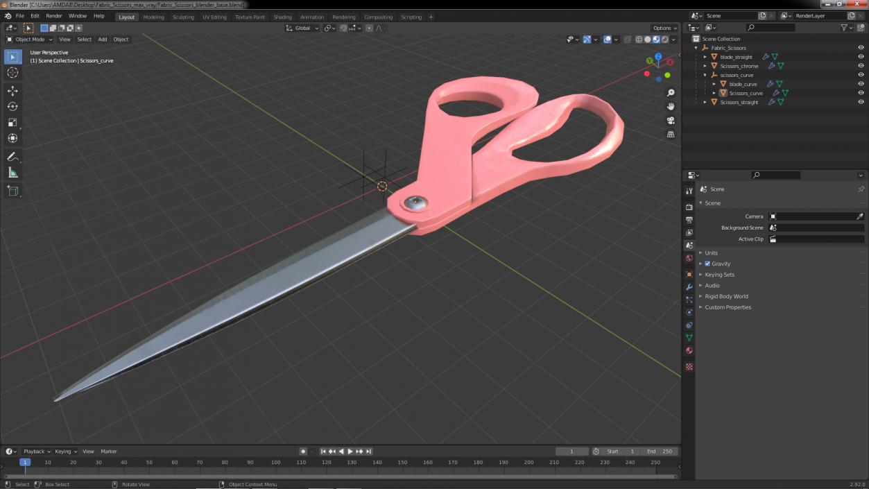 3D model Fabric Scissors