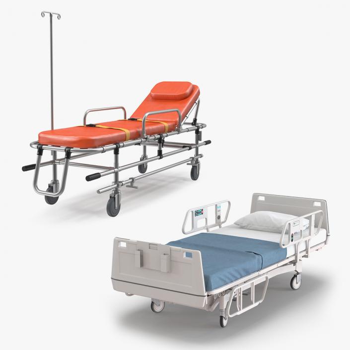 3D model Hospital Bed and Trolley 3D Models Collection