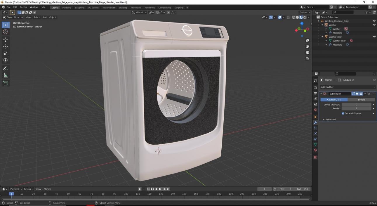 3D Washing Machine Beige