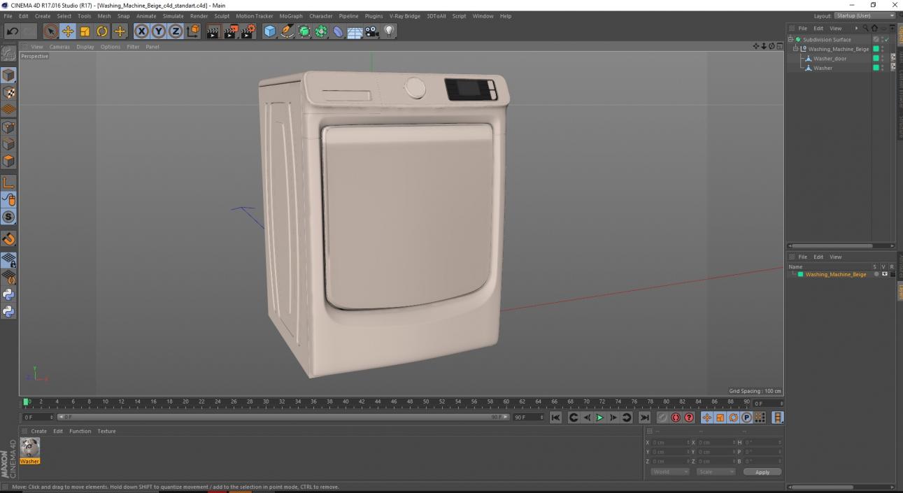 3D Washing Machine Beige