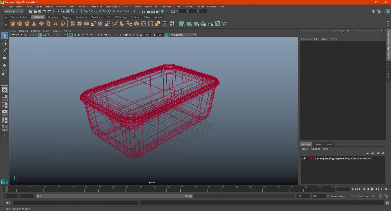 Rectangular Polypropylene Food Container with Lid 3D model