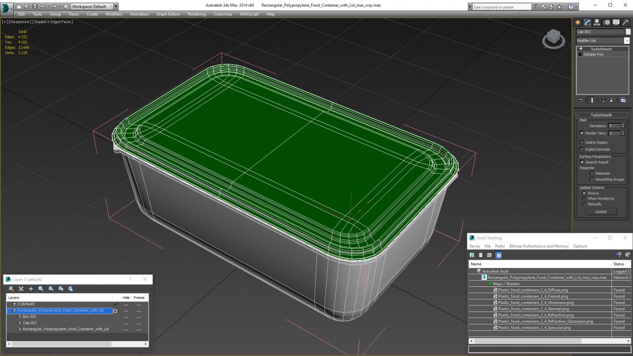 Rectangular Polypropylene Food Container with Lid 3D model