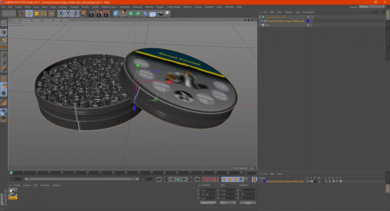 3D Hornet Pointed Airgun Pellets Box model