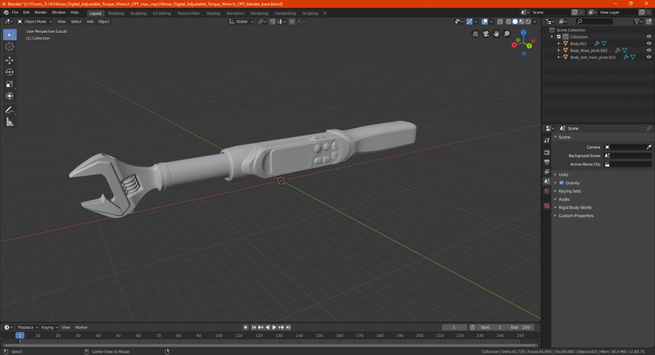 3D Hilmor Digital Adjustable Torque Wrench OFF model