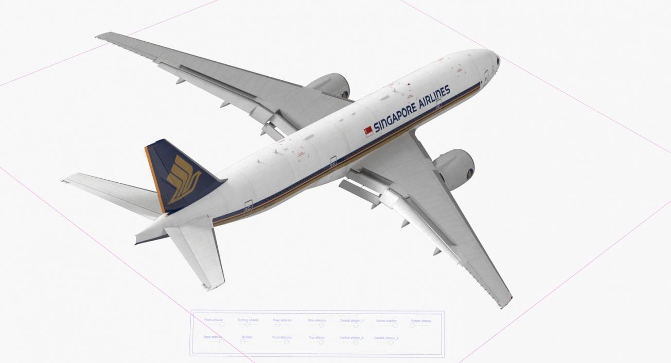 3D model Boeing 777-200 Singapore Airlines Rigged