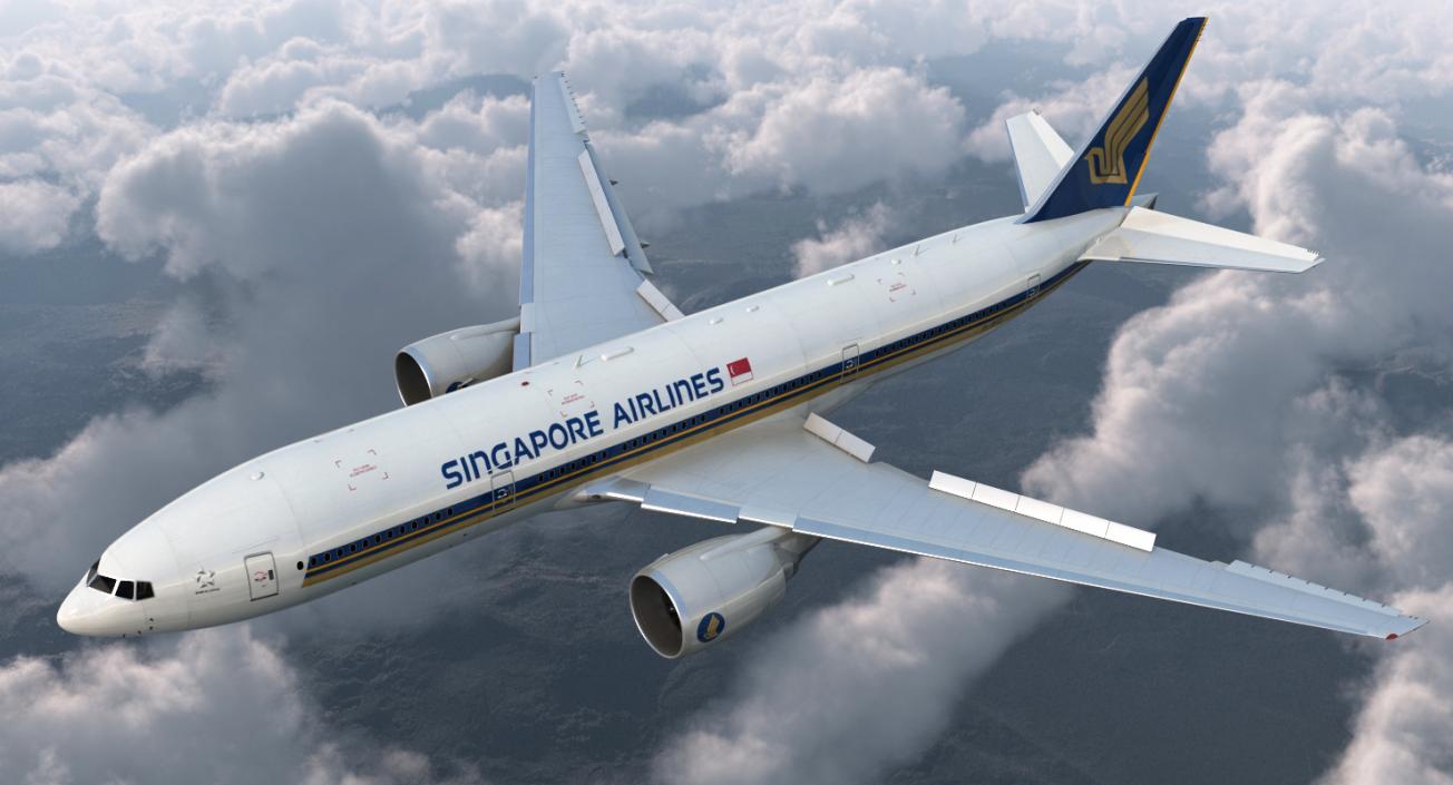 3D model Boeing 777-200 Singapore Airlines Rigged