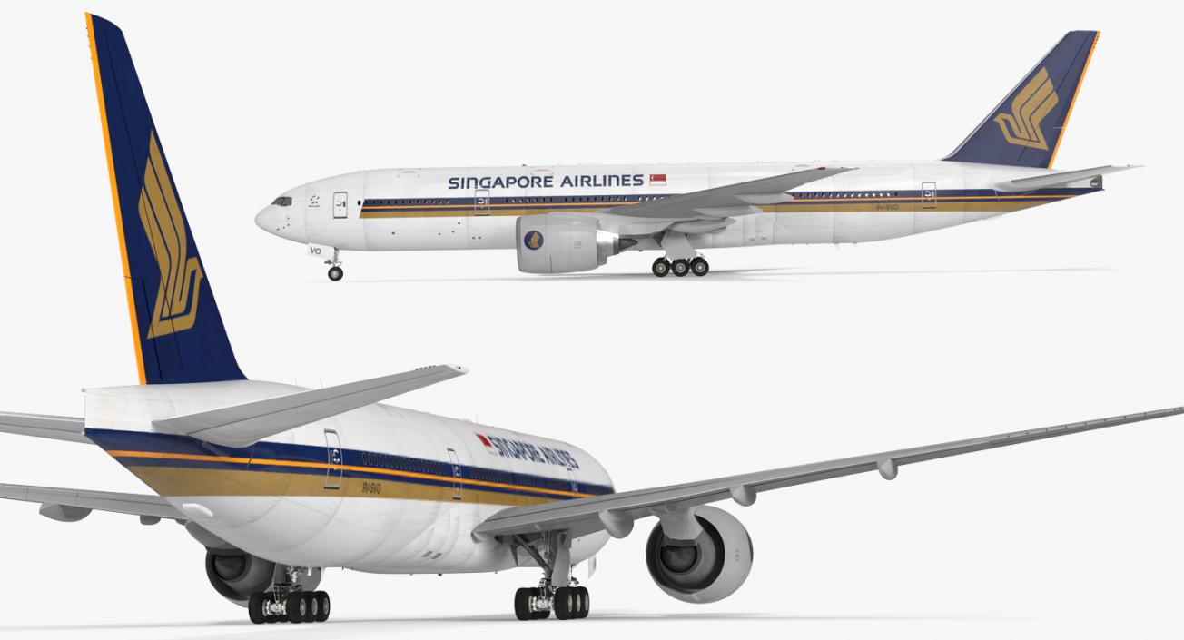 3D model Boeing 777-200 Singapore Airlines Rigged