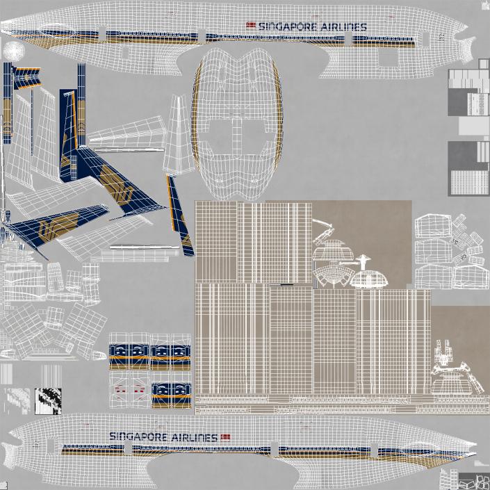 3D model Boeing 777-200 Singapore Airlines Rigged