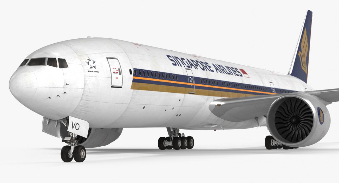 3D model Boeing 777-200 Singapore Airlines Rigged