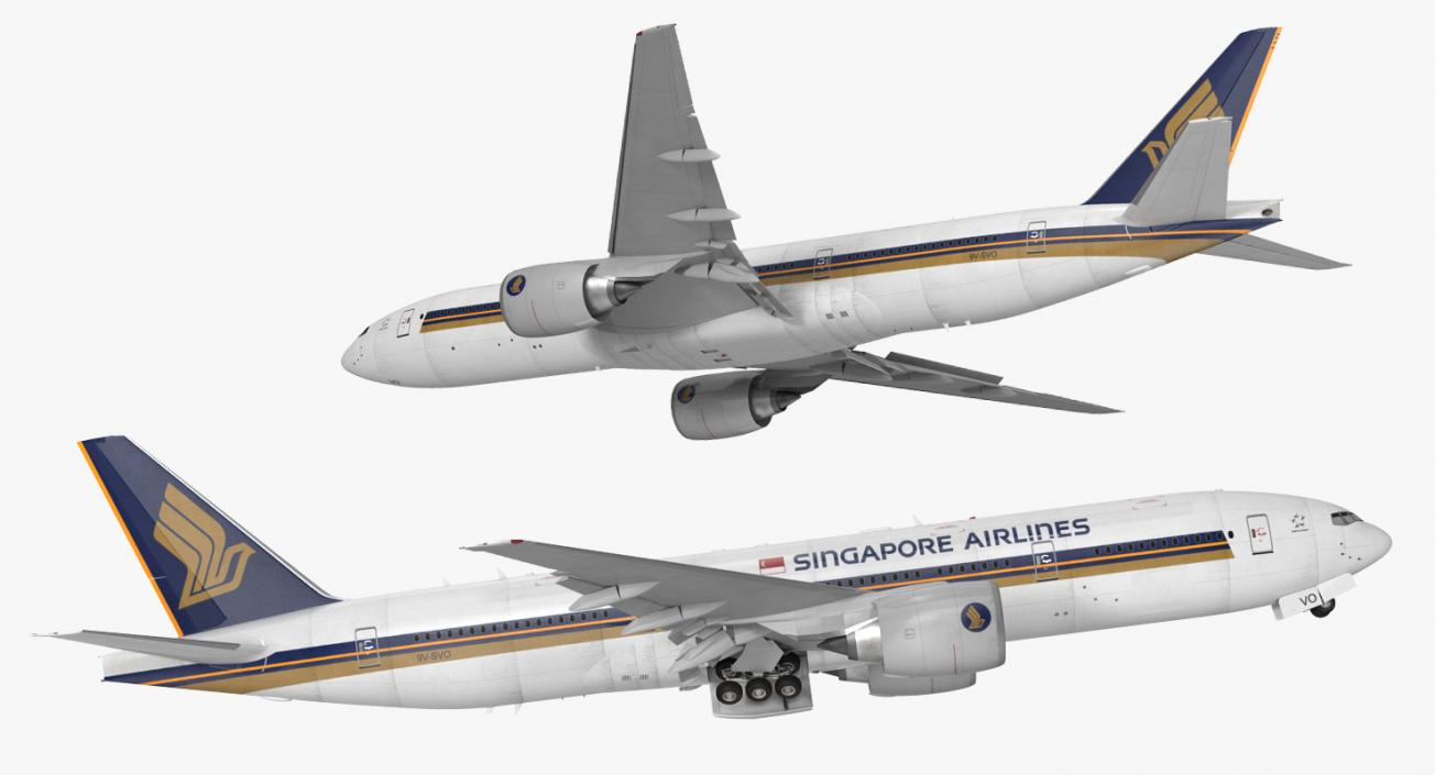 3D model Boeing 777-200 Singapore Airlines Rigged