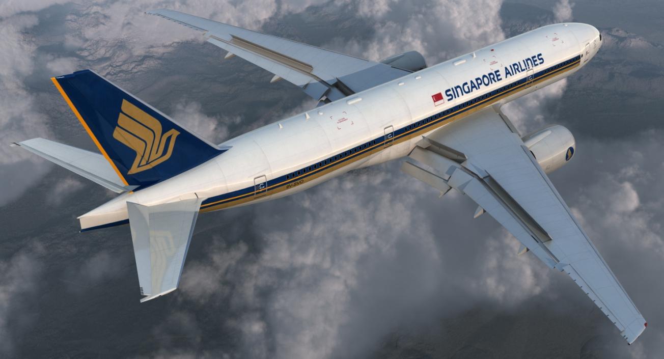 3D model Boeing 777-200 Singapore Airlines Rigged