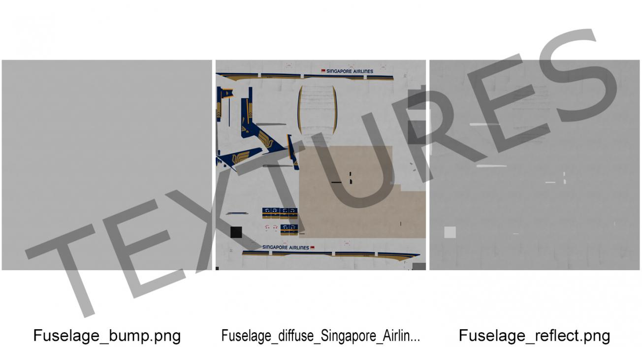 3D model Boeing 777-200 Singapore Airlines Rigged