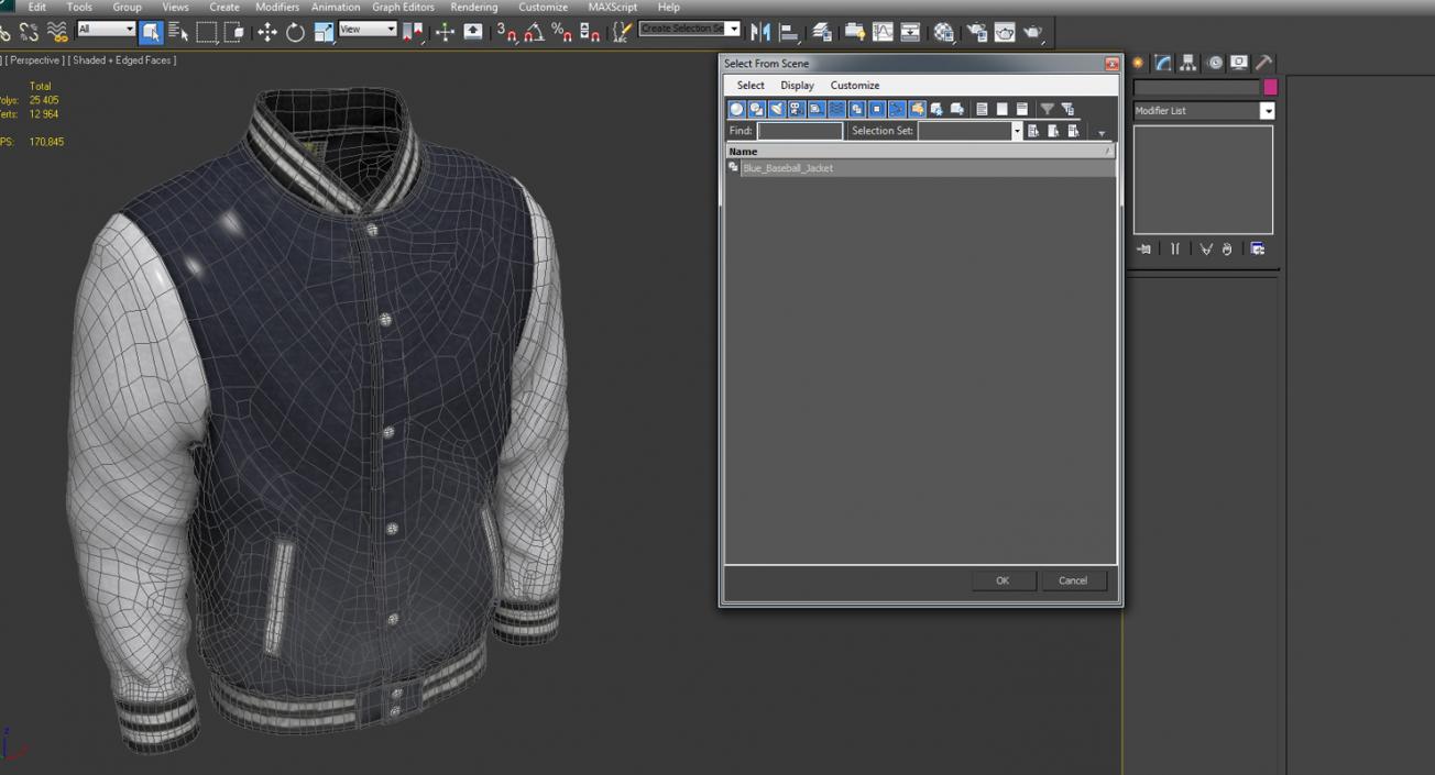 3D model Blue Baseball Jacket