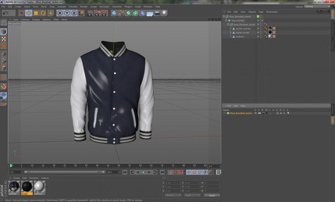 3D model Blue Baseball Jacket