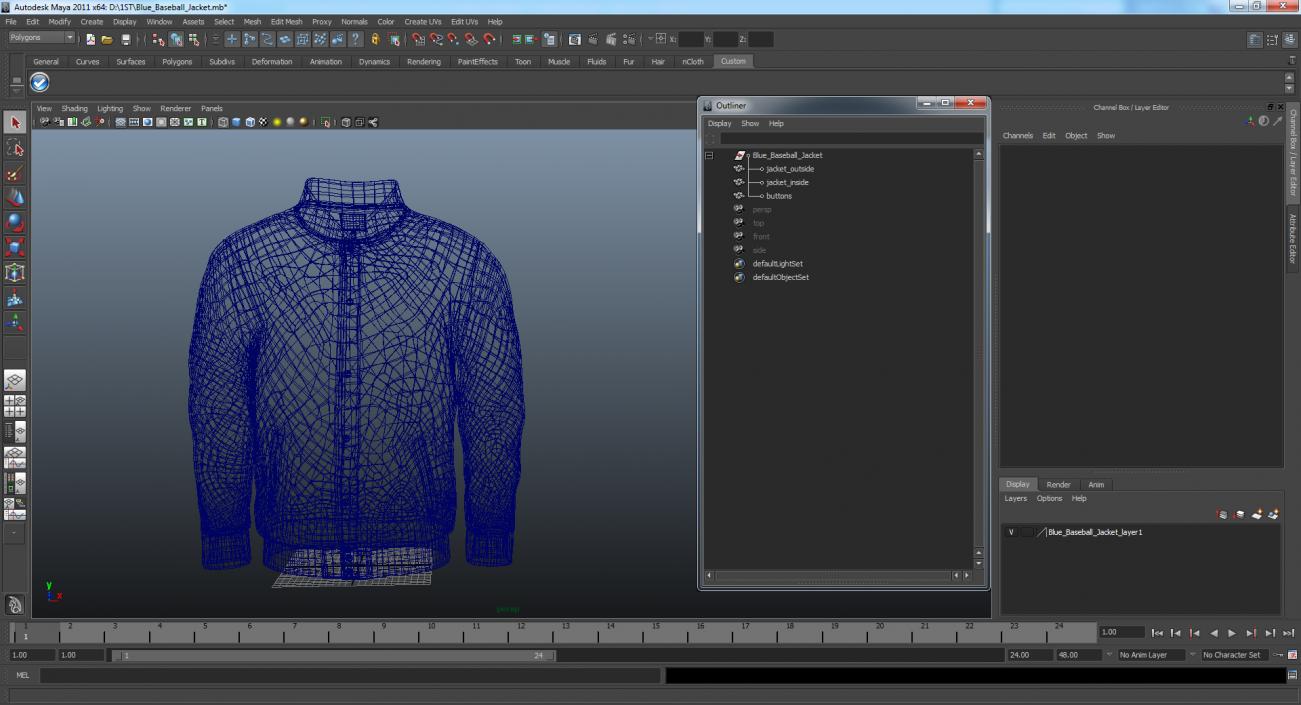 3D model Blue Baseball Jacket