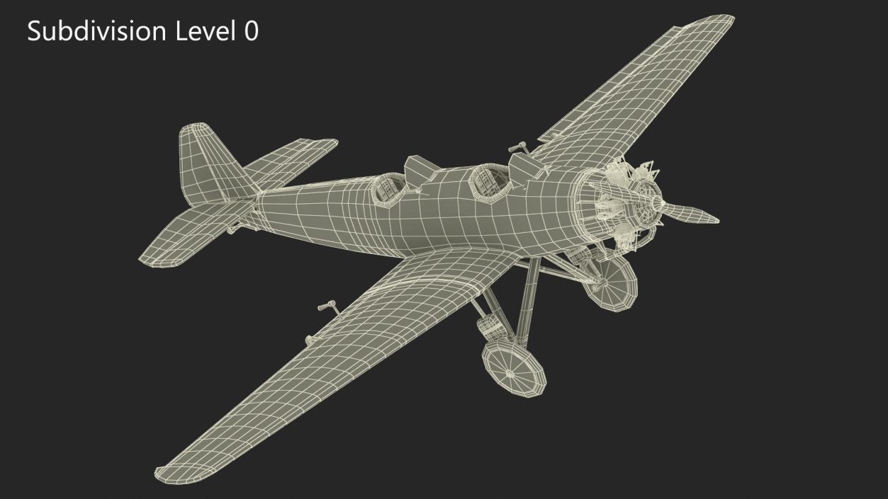 3D model A-50 Junior Junkers Airplane Rigged