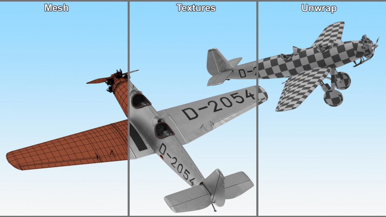 3D model A-50 Junior Junkers Airplane Rigged