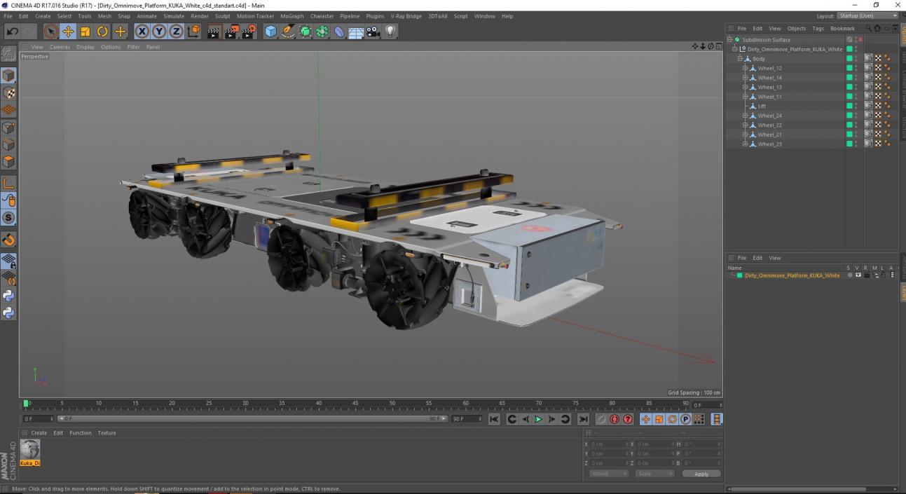 Dirty Omnimove Platform KUKA White 3D model