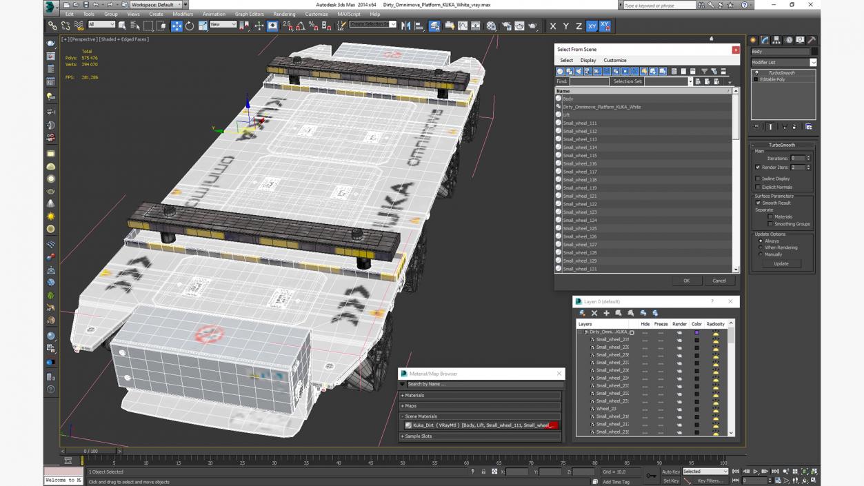 Dirty Omnimove Platform KUKA White 3D model