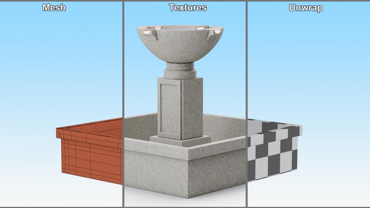 3D Empty Garden Fountains Collection model