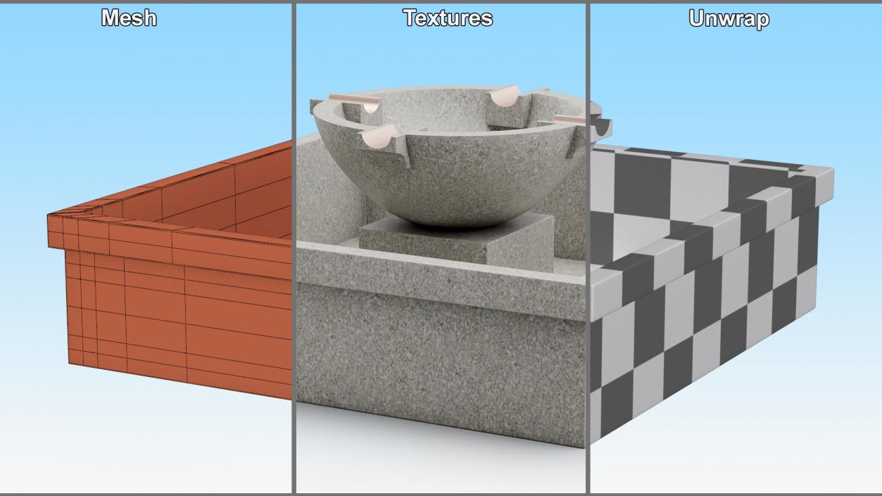 3D Empty Garden Fountains Collection model