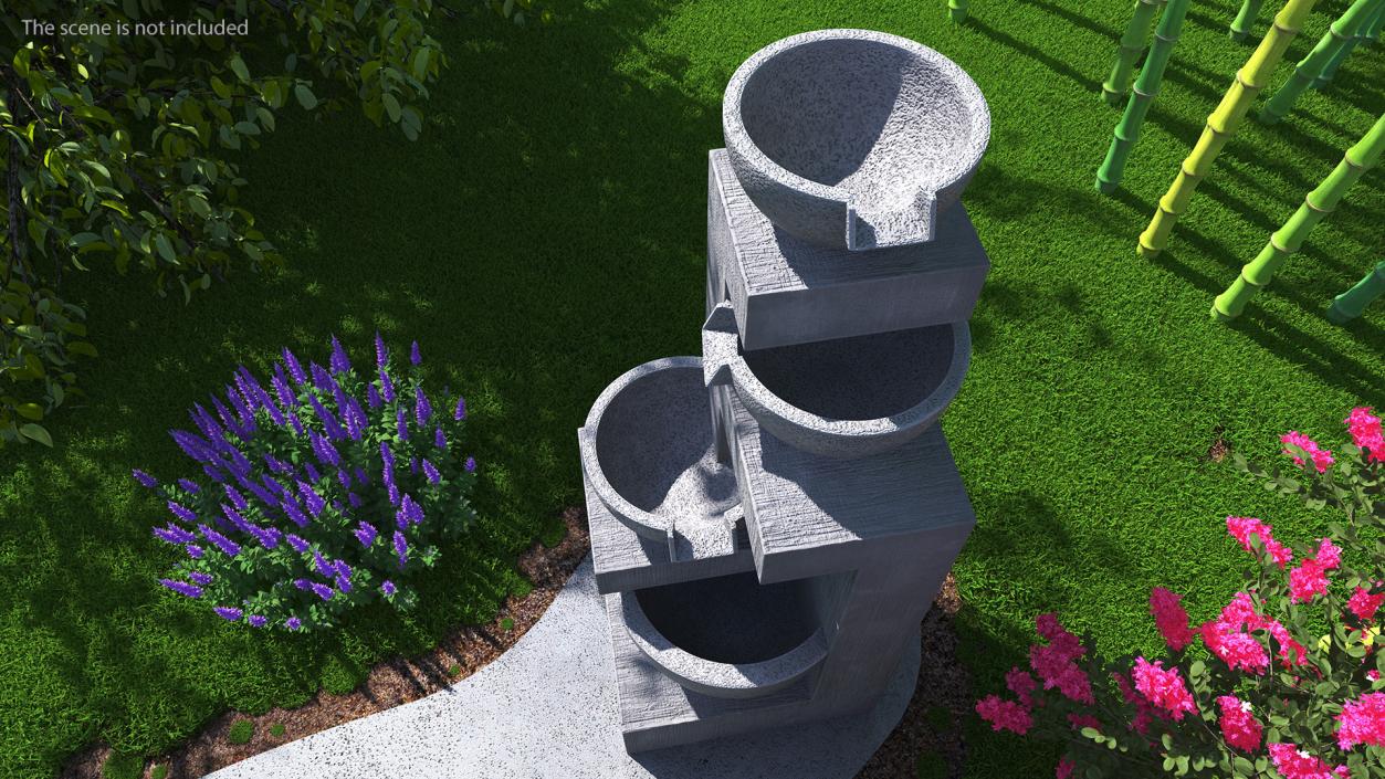 3D Empty Garden Fountains Collection model