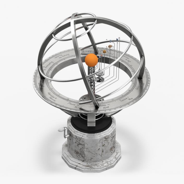 Science Art Grand Solar System Orrery Silver 3D model