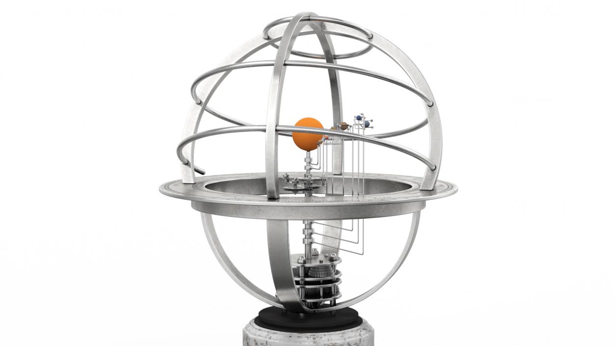 Science Art Grand Solar System Orrery Silver 3D model