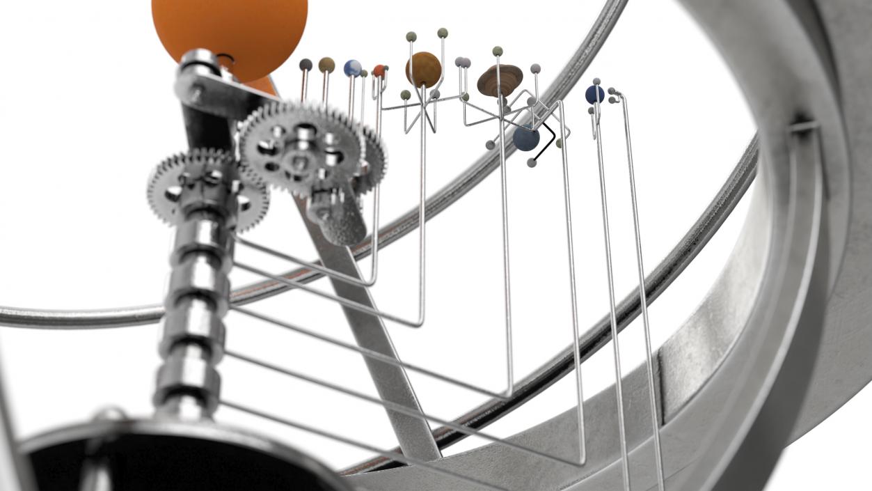 Science Art Grand Solar System Orrery Silver 3D model