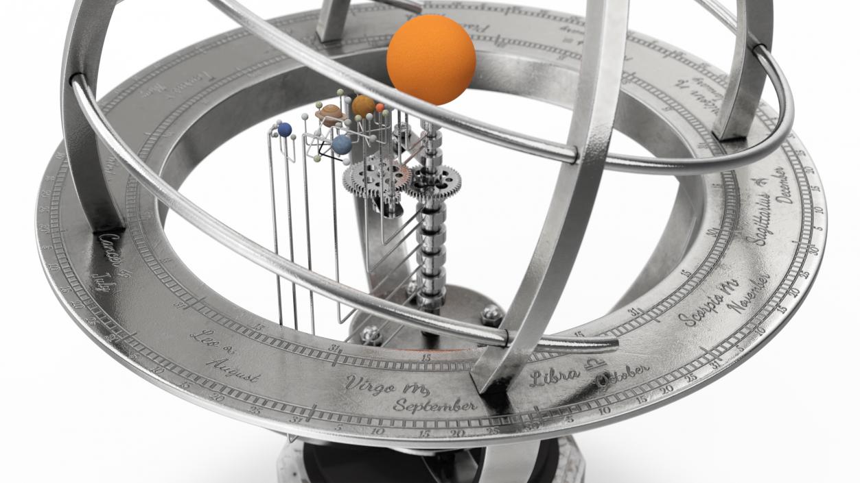 Science Art Grand Solar System Orrery Silver 3D model