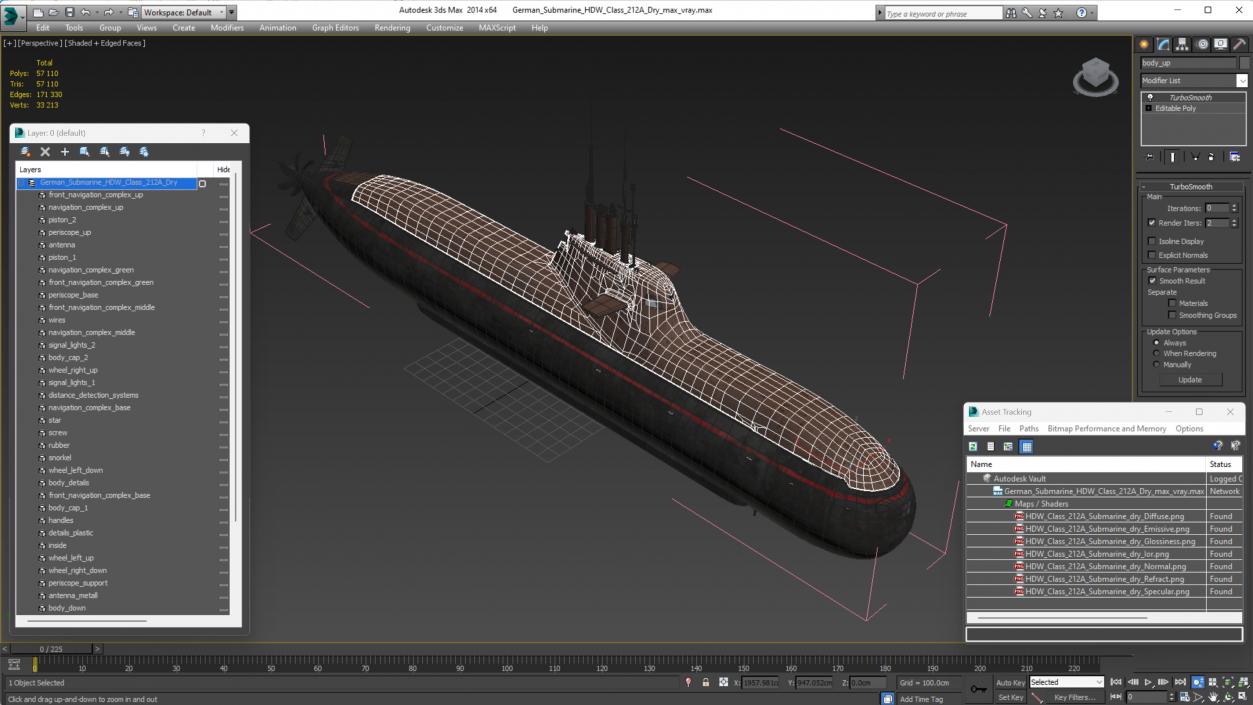 3D model German Submarine HDW Class 212A Dry