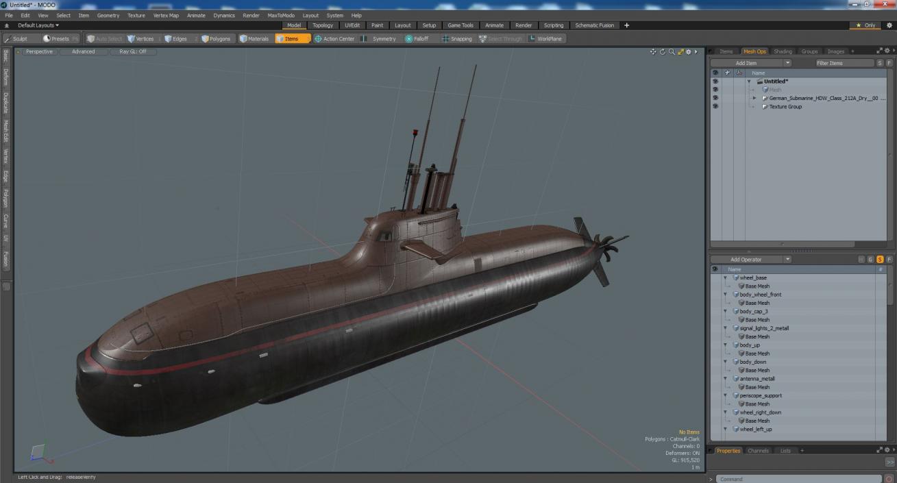 3D model German Submarine HDW Class 212A Dry