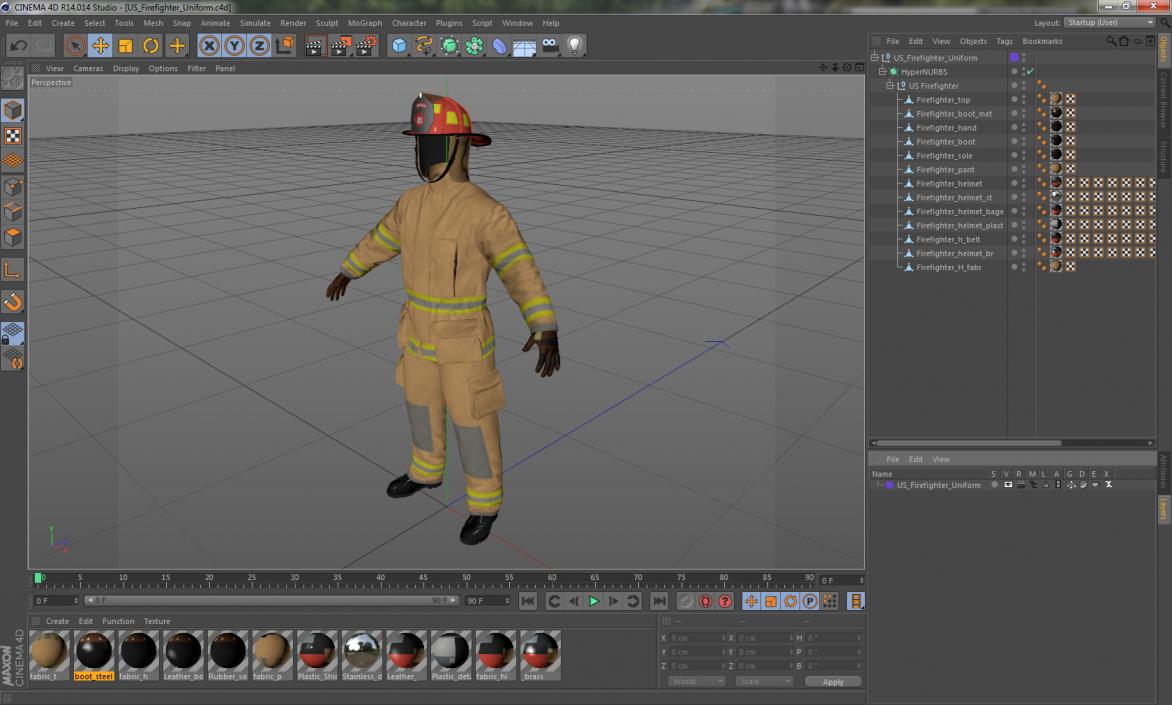 US Firefighter Uniform 3D