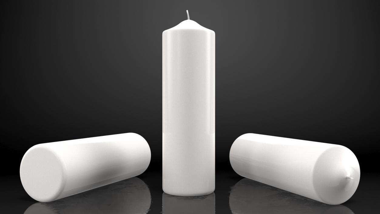 3D White Wax Pillar Candle model