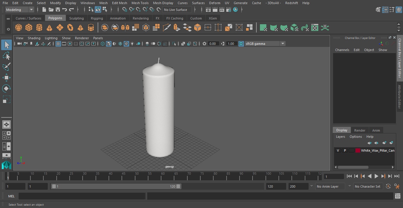 3D White Wax Pillar Candle model